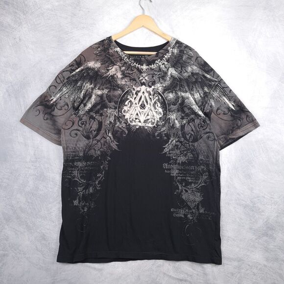 Archaiac Affliction T Shirt Mens 3XL Black Gray Gothic Cyber Grunge Double Side - Picture 1 of 16